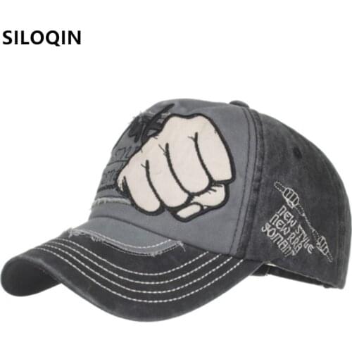 SILOQIN Novelty Personality Retro Letter Embroidery Men Women Washed Cotton Baseball Cap Snapback Cap Adjustable Size Sports Cap