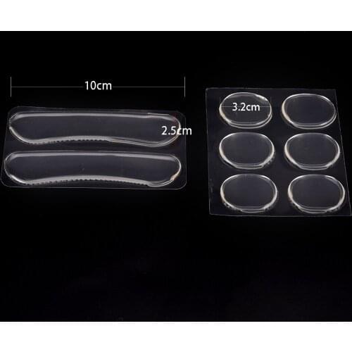 One Set Silicone Gel Heel Liner Grips Soft Cushion Pad Insole For High Heeled Shoe Clear Back 2Styles