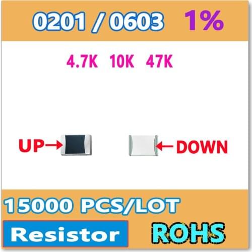 JASNPROSMA OHM 0201 F 1% 15000pcs 4.7K 10K 47K smd 0603 4K7 a reel Resistor High quality