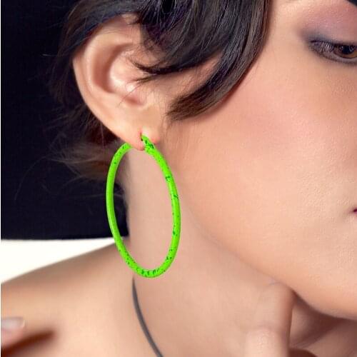 2021 Trend Candy Color Circle Simplicity Hoop Earrings For WomenGreen stainless steel Earring Fashion All-match Ear Jewelry gift