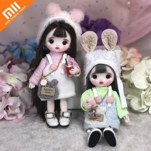 Xiaomi 17cm BJD Doll Exquisite Makeup Fashion Girl Change Makeup Doll Movable Joint 3D Eye Girl Toy Dress Up Doll Birthday Gift