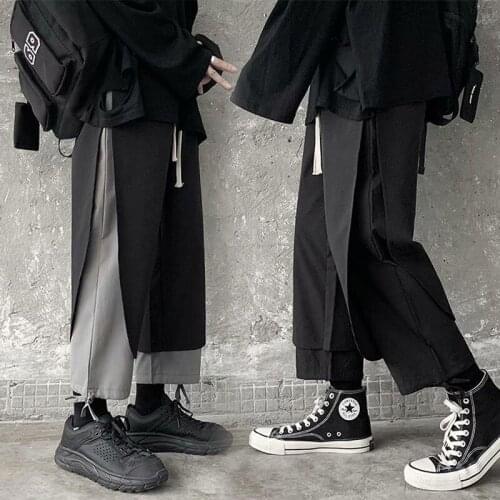 Joggers Cargo Pants for man Patchwork Streetwear Loose Oversize Fashion Hip hop Fashion Tie leg Sweatpants Casual male trousers