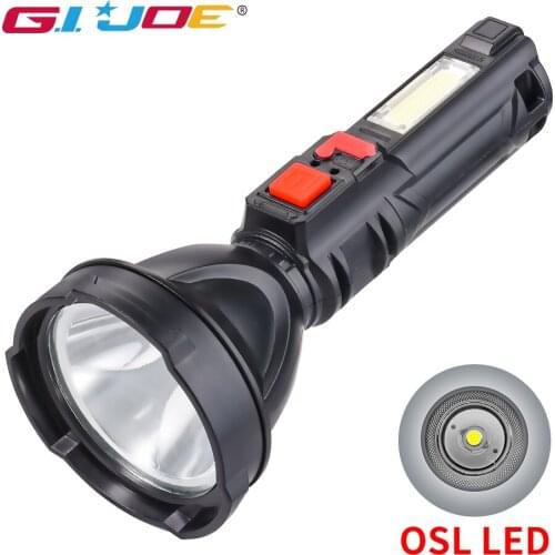 Led tactical flashlight portable torch lighter waterproof usb rechargeable built-in battery plastic shell cob lamp Field supplie