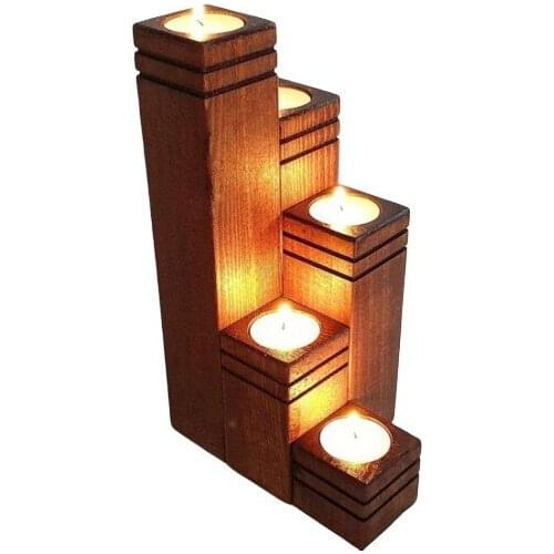 Slim Line Decorative 5li Wooden candle Holder candle and candlestick свеча и подсвечник vela y candelero