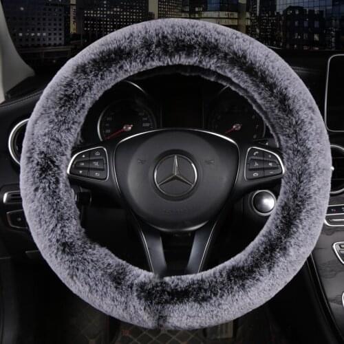 Universal Steering-wheel Plush Car Steering Wheel Covers Winter Faux fur Hand Brake & Gear Cover Set Car Interior Accessorie