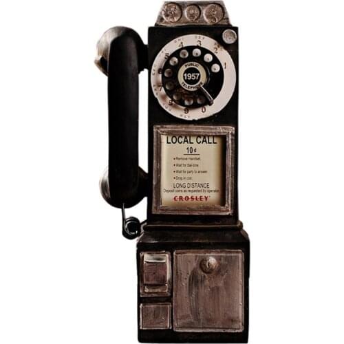 Vintage Rotate Classic Look Dial Pay Phone Model Retro Booth Home Decoration Ornament HFing