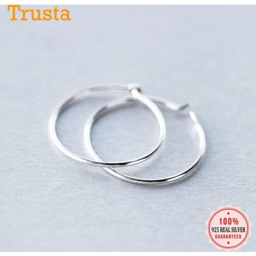 Trustdsvis Minimalist Authentic 925 Sterling Silver Fashion Small 17mm Hoop Earrings for Women Wedding Silver 925 Jewelry DS97