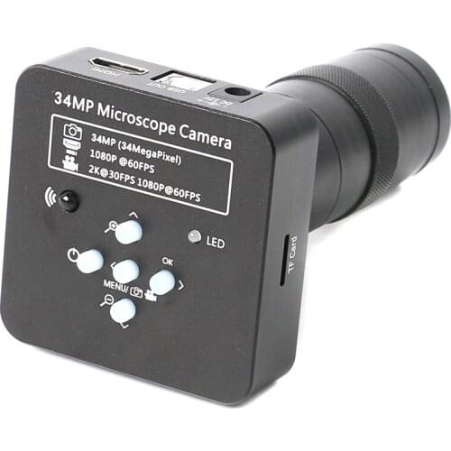 1080P 34MP 60FPS HDMI/USB Industrial Digital Camera Video Recorder Microscope Camera Magnifier 100X 180X 300X Zoom C-mount Lens