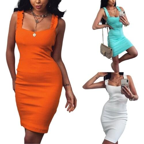 2021 Summer Fashion Women Dress Sleeveless Dress Ladies Female Stylish Solid Color Dresses for Party Wear