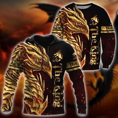 2021 Autumn Fashion Hoodies Beautiful Dragon King 3D Printed hoodies Unisex Zip Pullover Casual Harajuku Streetwear DW0403