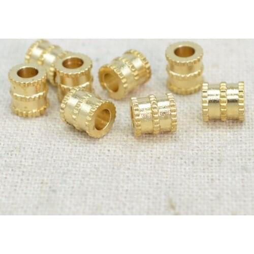 50 PCS 6mm*6.3mm Metal Raw Brass Cylinder Spacer Beads DIY Loose Beads Tube Beads For Jewelry Making