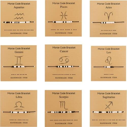 New Charm Bracelet For Friendship Couples Handmade Zodiac Bracelet Crystal Bead Bangles Women Men 12 Constellation Jewelry Gifts