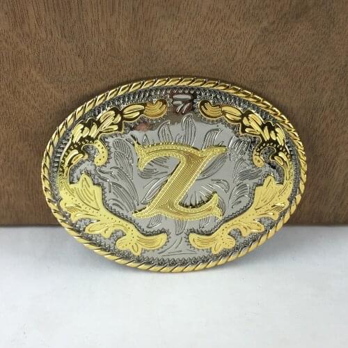 BuckleClub western flower letter Z cowboy belt buckle FP-03702-Z gold with silver FINISH 4cm width loop drop shipping