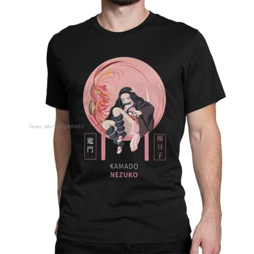 Nezuko T-Shirt For Men Demon Slayer Kimetsu No Yaiba Kamado Tanjirou Anime Manga Cotton Tshirt Tees Tops