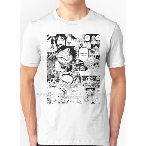 Manga Collage T Shirt 100% Pure Cotton Anime Manga Luffy Zoro Shonen Nami Weeb Japan Whitebeard Pirates Creative Trending