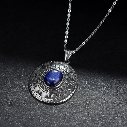 Classic Oval Kyanite Pendants Necklaces 925 Sterling Silver Necklaces for Women Men Birthday Gift New Style Jewelry