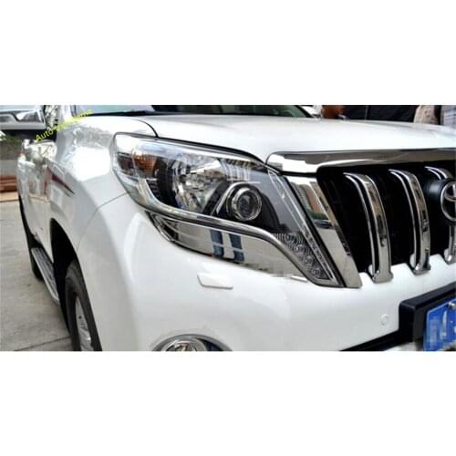 Lapetus Front Face Head Lights Lamps Eyelid Eyebrow Cover Trim For Toyota Land Cruiser Prado FJ150 2014 - 2017 Auto Accessories