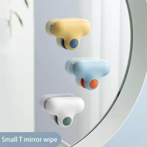 Small T Bathroom Mirror Wiper 2-In-1 Descaling Glass Cleaner 2-In-1 Defogging Glass Cleaner Cleaning Tool Household Goods