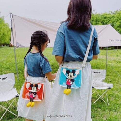 Disney Mini Women Mickey Mouse Crossbody Bag Messenger Shoulder Bag PVC Jelly Small Tote Messenger Candy Colors Bags