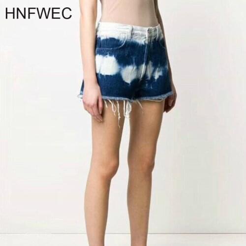 Links printed fashion mid waist hots tassels denim printting short preorder summer tide U311
