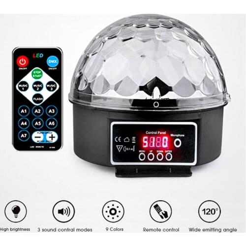2021New Voice Control Bluetooth MP3 Player Crystal Magic Ball Remote Control 9 Colors Digital RGB Disco Balls Lights Stage Light