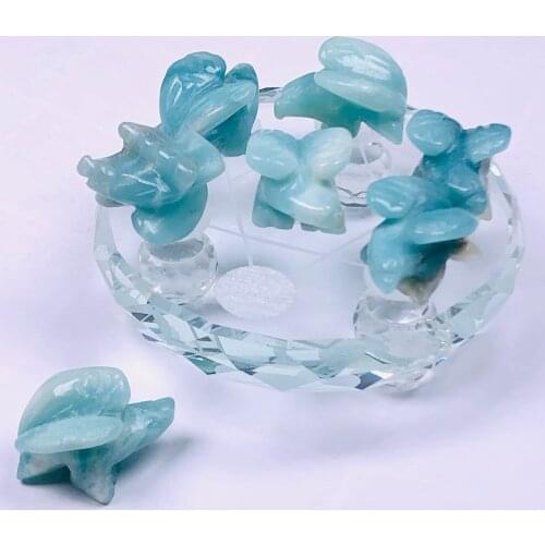 Natural Aquamarine Crystal Eagle Wand 7 Chakra Reiki Merkaba Stone Seven Star Array Base Aquarium Home Decor