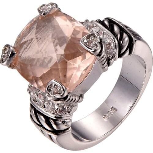 Huge Morganite 925 sterling silver Fashion Design Ring Size 6 7 8 9 10 F1290