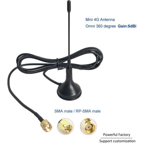 Cheap Omni Mini 4G antenna 5dbi magnetic 4g gsm indoor wifi antenna RG174 cable 1.5M feeder SMA male 1PCS