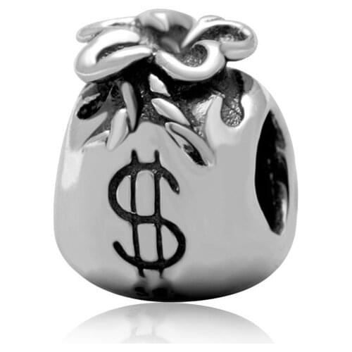 Dollors money bag charms fit pandora bracelet diy bead bangle accessories fashion jewelry for women gift