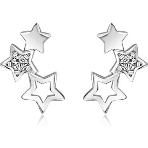 Hollow Stars Zirconia Stud Earrings Simple Fashion Party Jewelry Accessories Gifts for Women Girls Brincos bijoux