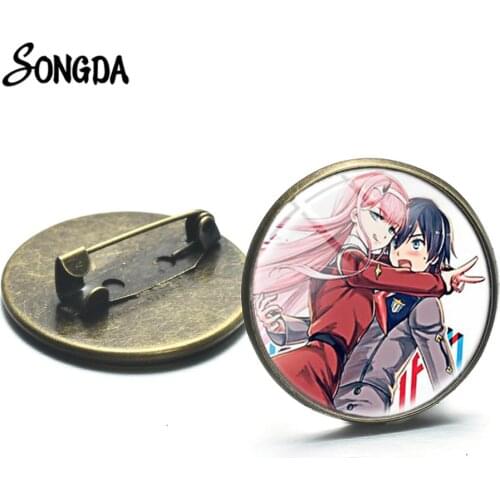 Kawaii Cartoon Zero Two Time Gem Lapel Pins Metal Badges Decoration DARLING in the FRANXX Anime Collection Brooch Gift for Fans