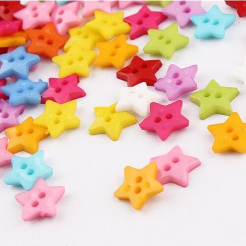 100PCS Clothes Sewing Accessories 2Holes Star Flatback Colorful Cartoon Buttons Botones Craft Buttons MINI 12*12mm