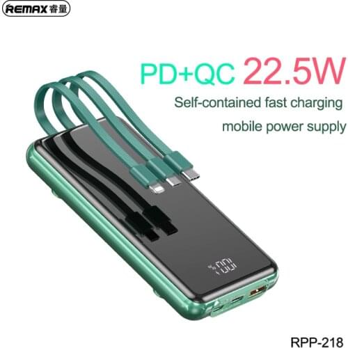 Remax QC22.5W USB Fast Charging PD18W Comes With Three-Wire 10000mAh Digital Display C-Type Two-Way Fasts Output Power Bank
