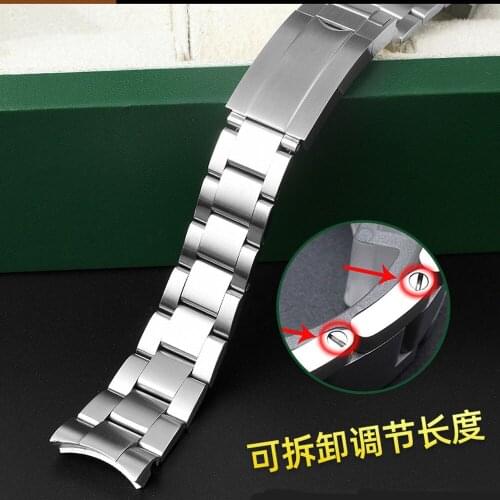 20mm Watch Band For Ro Submariner Daytona Solid Stainless Steel Arc Edge Watch Accessorie Men Watch Strap Watch Bracelet Chain
