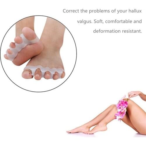 Hot sale a pair of silicone double ring toe separators Bigfoot hallux corrector overlapping five toe separators