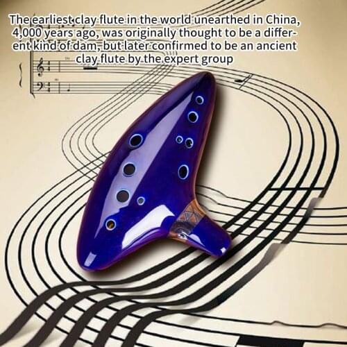 Blue 12 Holes Kiln-Fired Ceramic Alto C Legend Of Ocarina Flute Of Time Ceramic Musical Indoor