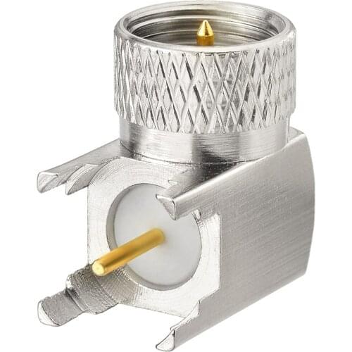 Superbat 10pcs 75 Ohm F Thru Hole Plug PTFE Right Angle PCB Mount RF Coaxial Connector