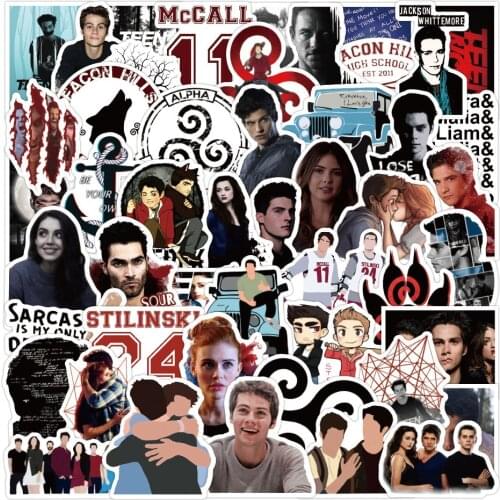 50PCS TV Series Teen Wolf Sticker Waterproof Vinyl Graffiti Stickers Pack to DIY Motorcycle Helmet Phone Laptop Suitcase Guitar