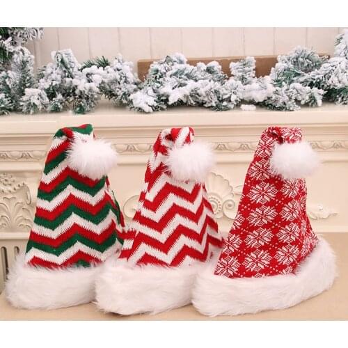 Plush Christmas Hat Santa Claus Xmas Cap Sweater Home Christmas New Year Gift Xmas Decoration Hat Cap For Christmas Party