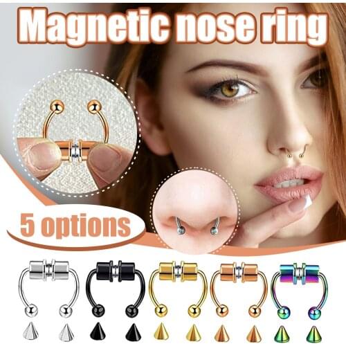 1pcs U Shaped Fake Nose Ring Hip Hoop Septum Rock Stainless Steel Magnet Nose Piercing Punk Piercing Body Jewelry Free shipping