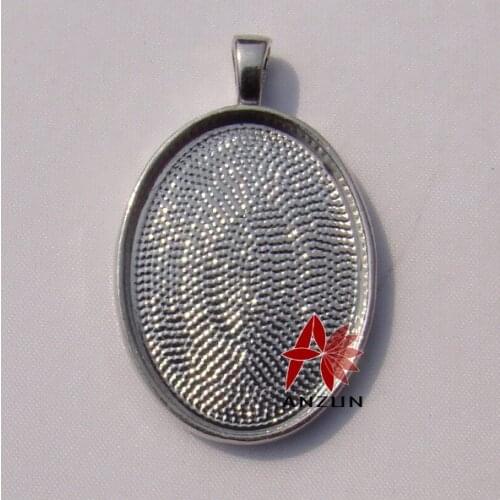 10pcs Metal Charms Ellipse Cameo Setting Zinc Alloy Pendant Outer:40x25mm, Inner:30x22mm