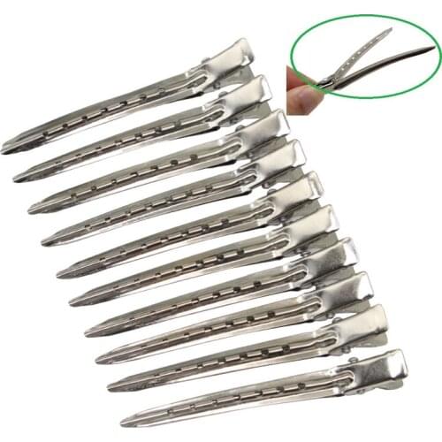 10pcs Pro Salon Hairdressing Tools Duck Mouth Hairdresser Hair Clip Clips Hair Stainless Steel Hairdressing Sectioning Clamp