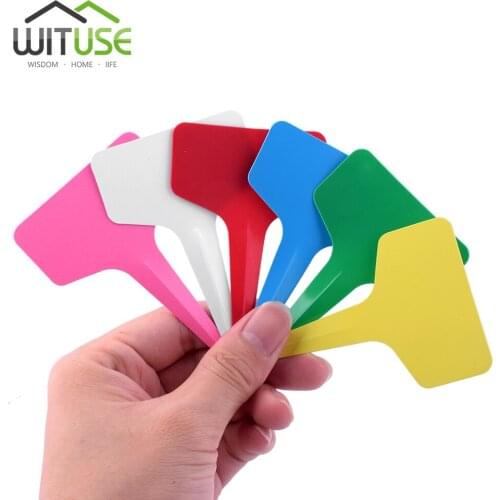 100PC 6x10cm Plastic Plant T-type Tags Markers Nursery Garden Labels Nursery Pots Garden Decoration Seedling Tray With a Pen