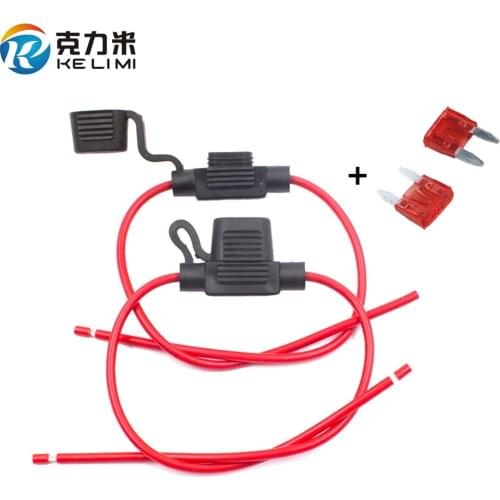 2Pcs Auto Car Blade Inline Type ATM Mini Fuse Waterproof Holder Case Motor Tap Blow Blo 12V 32V 16 AWG Wire Cutoff Switch Socket