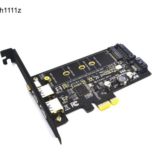 2x USB 3.0 & Type-c M.2 PCIe Adapter M2 SSD SATA B Key to PCI-e 3.0 Controller Converter Riser Card for 2280 2260 2242 2230 NGFF