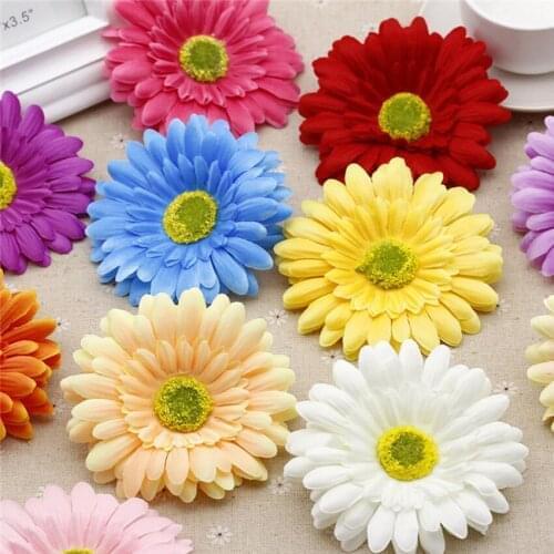50Pcs/Bag Artificial Flowers Silk Flower Sunflower Flower Heads Wedding Car Decor DIY Fake Flowers Multiuse Flores Artificiales