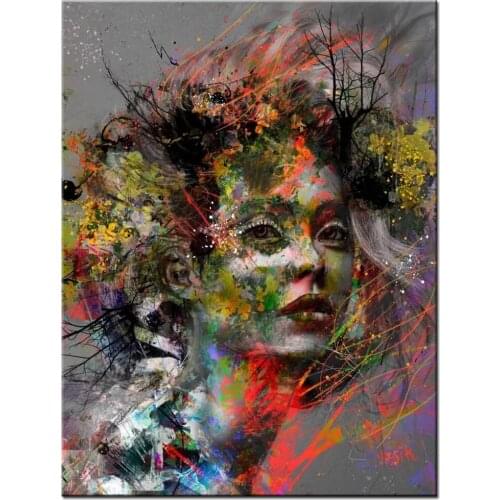 Abstract beauty diamond embroidery diy diamond painting full square round diamond mosaic picture of rhinestones portrait icon