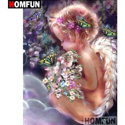HOMFUN 5D DIY Diamond Painting Full Square/Round Drill "Angel child" 3D Embroidery Cross Stitch gift Home Decor A01723