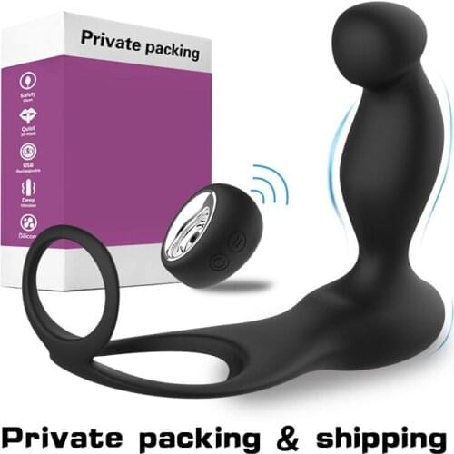 Wireless Remote Control Vibrating Butt Plug Male Prostate Massager With Penis Vibrator Ring Erotic Toys Anal Plug Men Sex Toy