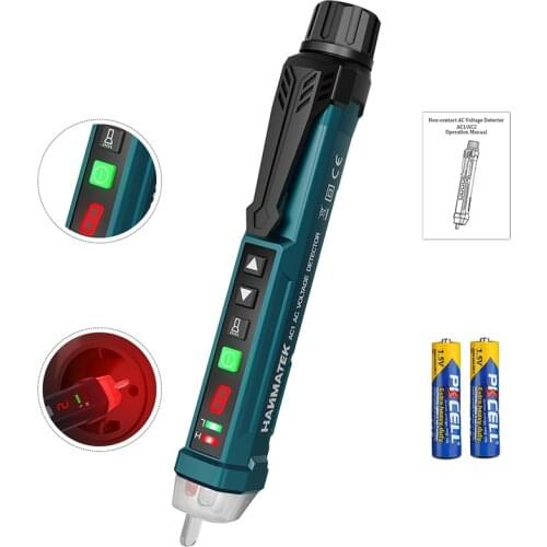 Non-contact smart tester AC1/AC2 voltage detector 9-speed adjustment portable 12-1000V LCD display LED light laser pointer